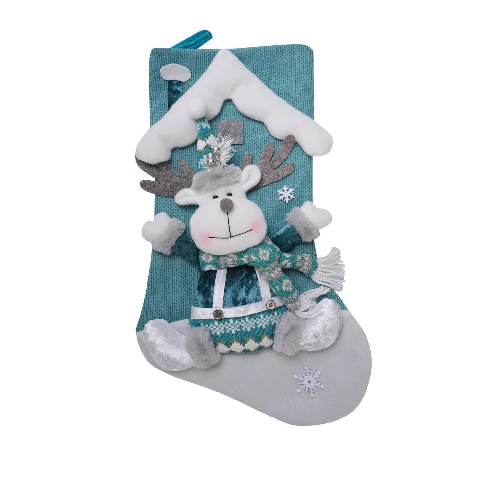 Christmas Stocking Collection - Large Colourful Christmas Stocking – 47×25cm Holiday Hanging Gift Sock (Pink, Green, Blue, Gold)