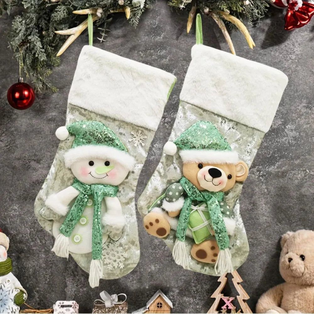 Christmas Stocking Collection - Large Colourful Christmas Stocking – 47×25cm Holiday Hanging Gift Sock (Pink, Green, Blue, Gold)