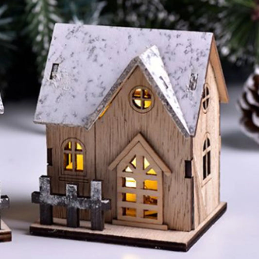 Christmas Village Collection - LED Wooden Christmas Village House Ornament – Light-Up Hanging Cabin Decor