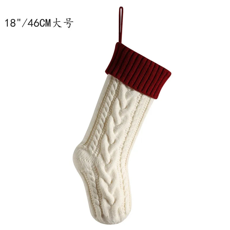 Christmas Stocking Collection - 18 inch Large Christmas Stocking, Knitted Stocking