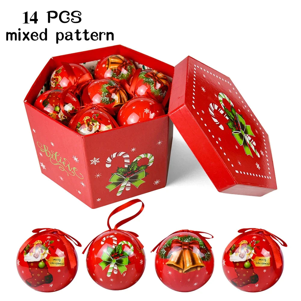 14pcs Christmas Mirror Ball Ornaments – Bright Hanging Decoration Ball Set
