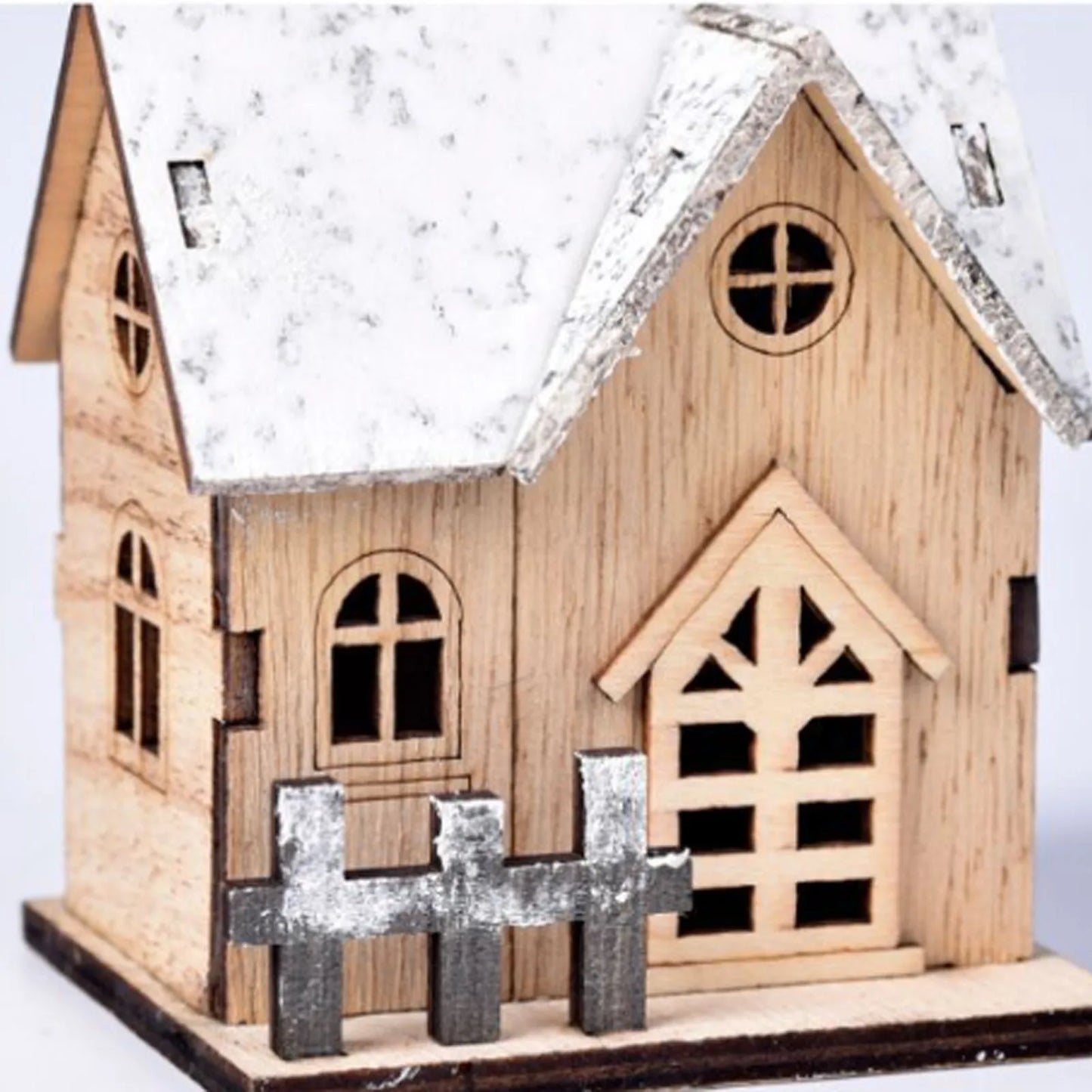 Christmas Village Collection - LED Wooden Christmas Village House Ornament – Light-Up Hanging Cabin Decor