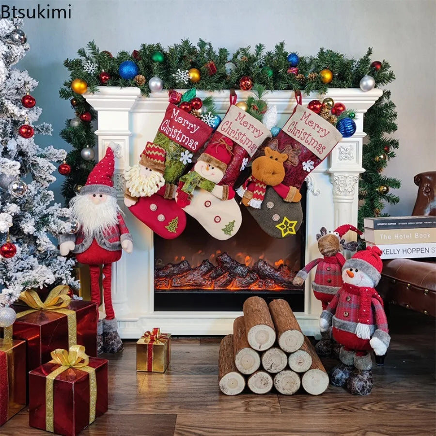 Christmas Stocking Collection - 47cm Cartoon Christmas Stocking | Plush Xmas Hanging Decoration