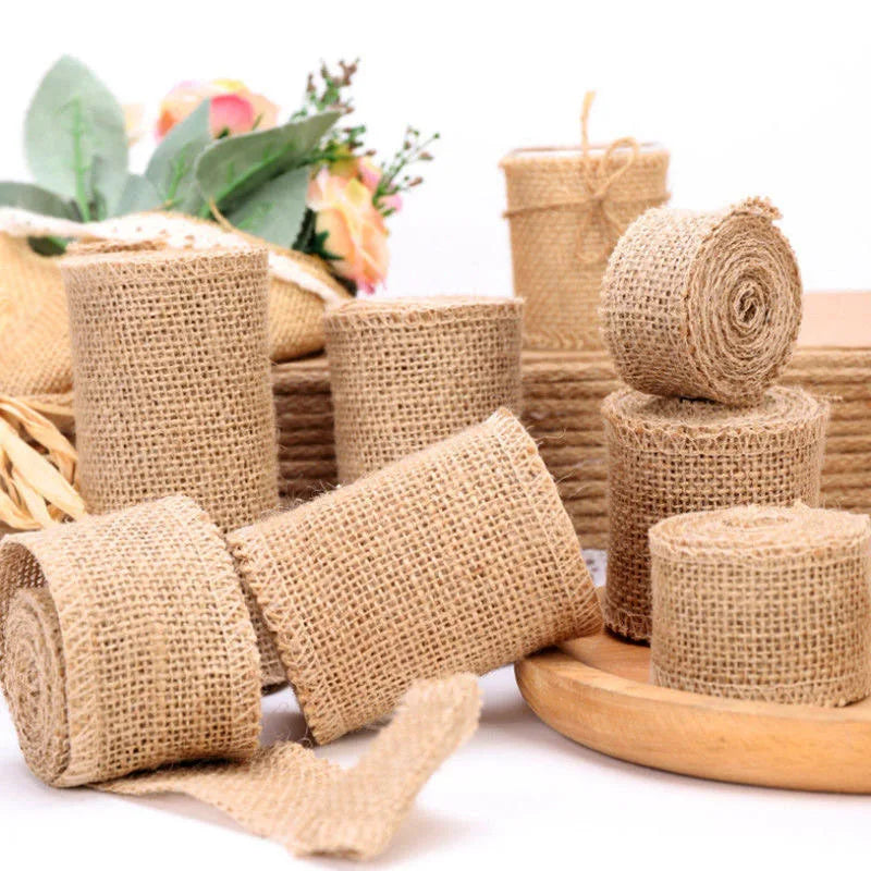 Ribbon Collection - Natural Vintage Jute Ribbon Roll with Decorative Bow – Elegant Rustic Ribbon for Crafts, Gift Wrapping & Home Décor