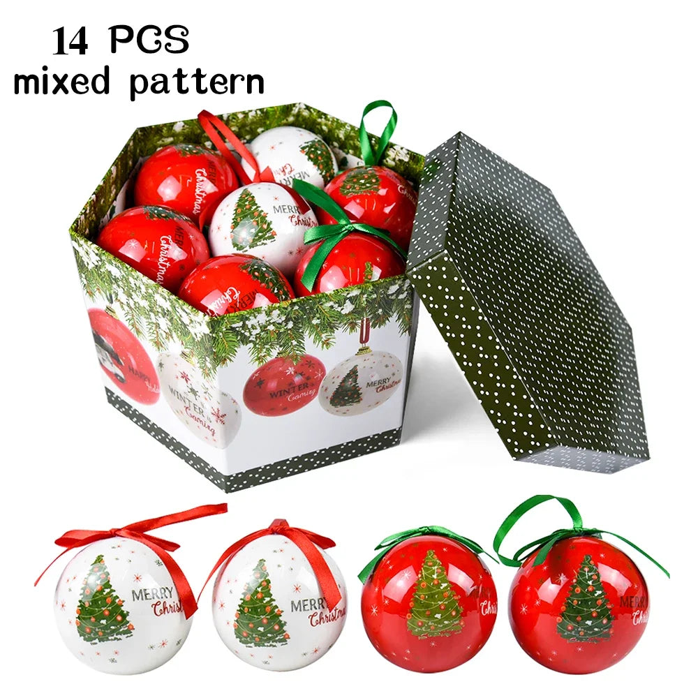14pcs Christmas Mirror Ball Ornaments – Bright Hanging Decoration Ball Set