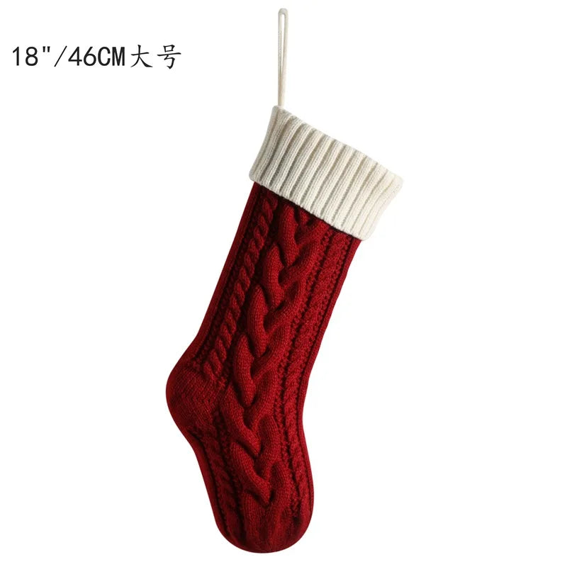 Christmas Stocking Collection - 18 inch Large Christmas Stocking, Knitted Stocking