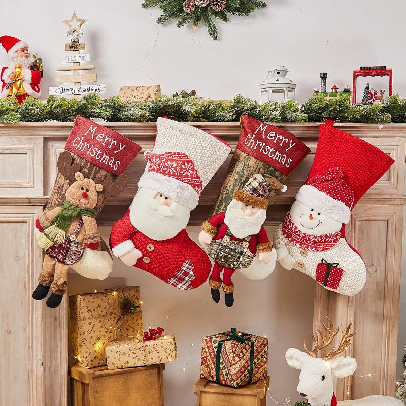 Christmas Stocking Collection - Classic Christmas Stocking Decoration | Festive Holiday Gift Holder