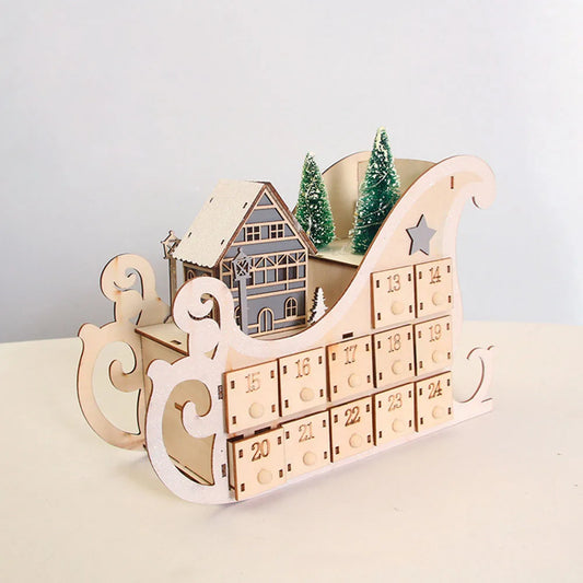 Wooden Advent Calendar – 24 Day Christmas Countdown with Drawers