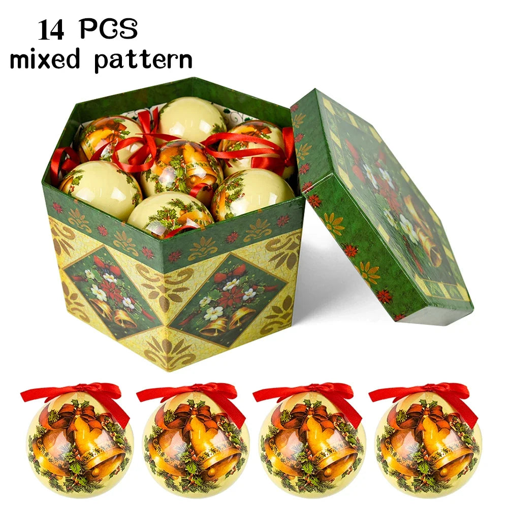 14pcs Christmas Mirror Ball Ornaments – Bright Hanging Decoration Ball Set