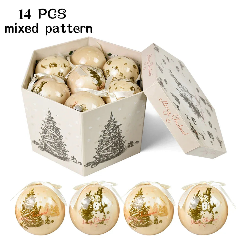 14pcs Christmas Mirror Ball Ornaments – Bright Hanging Decoration Ball Set