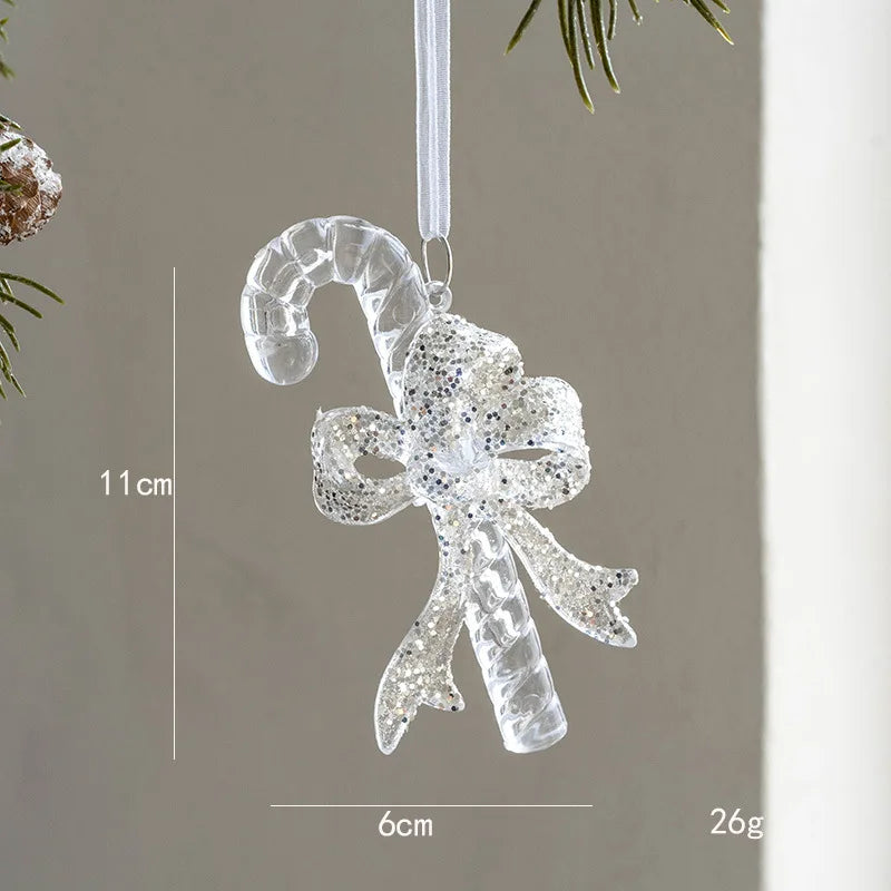 Glass Christmas Hanging Ornaments – Snowflake, Deer & Angel Decorative Pendants