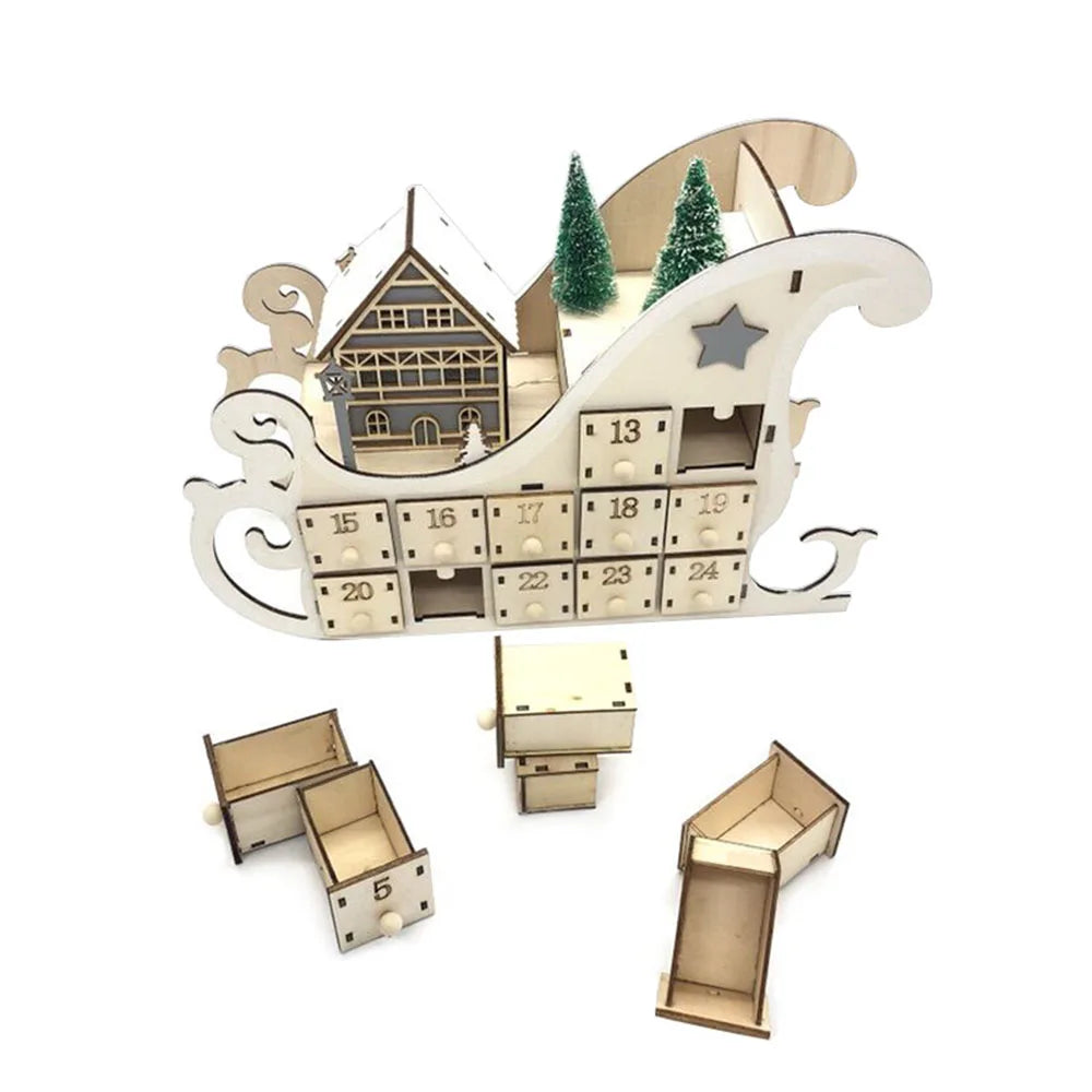 Wooden Advent Calendar – 24 Day Christmas Countdown with Drawers