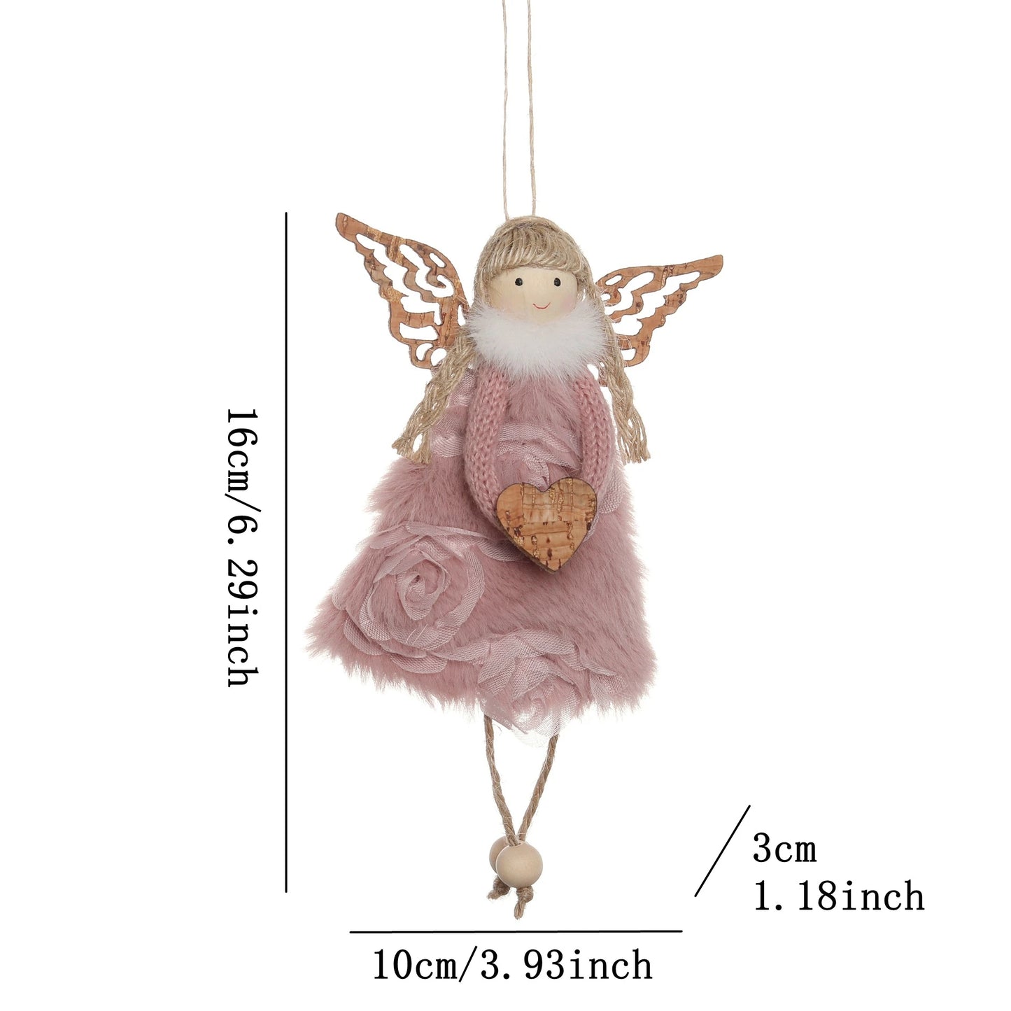 Ornament Collection - Plush Angel Christmas Ornament – Soft Velvet Hanging Angel Doll Decoration
