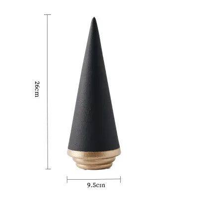 Nordic Ceramic Christmas Tree Ornament – Minimalist Black & White Décor