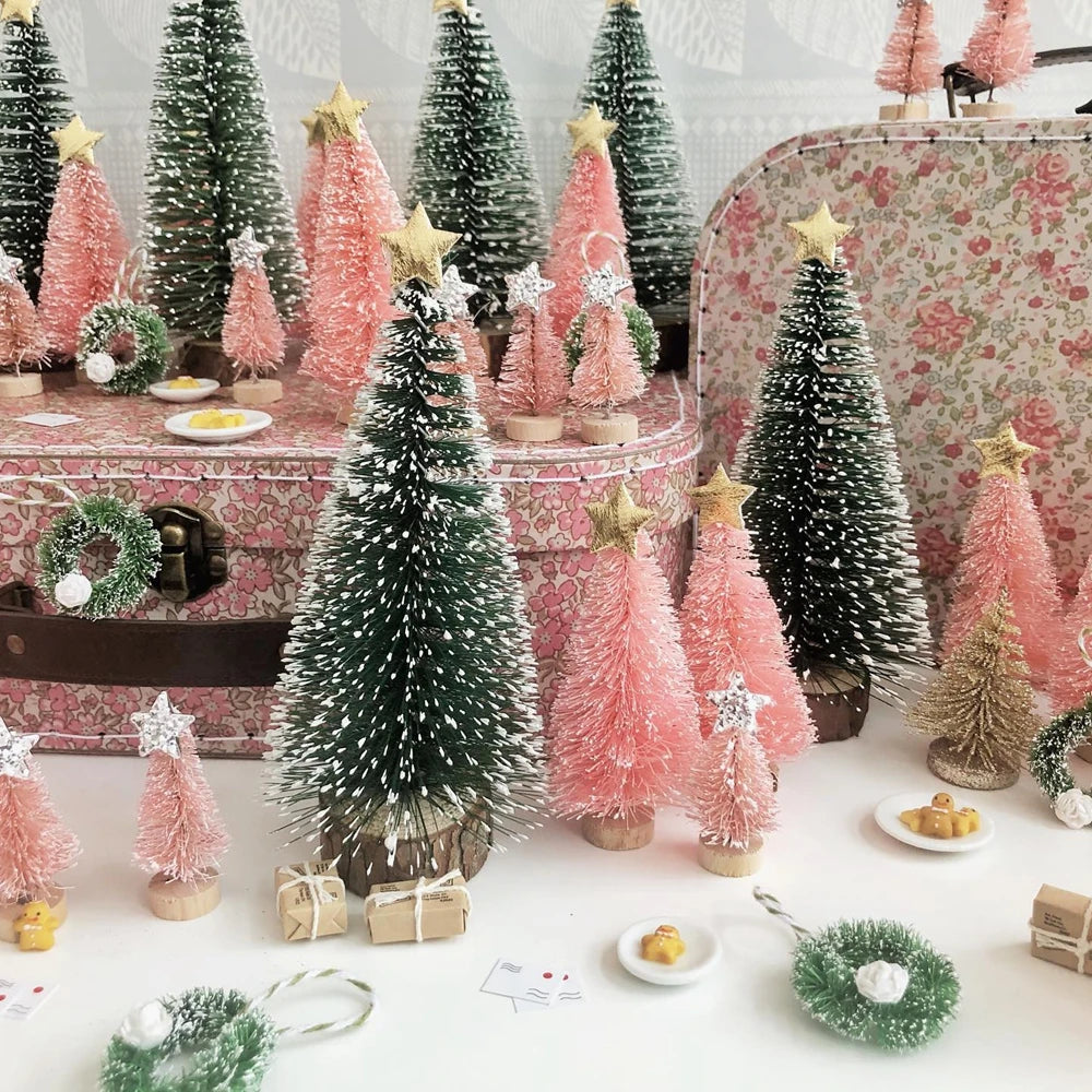 Christmas Tree Collection - 8PCS Christmas Mini Trees Mix Size Fake Glitter Trees