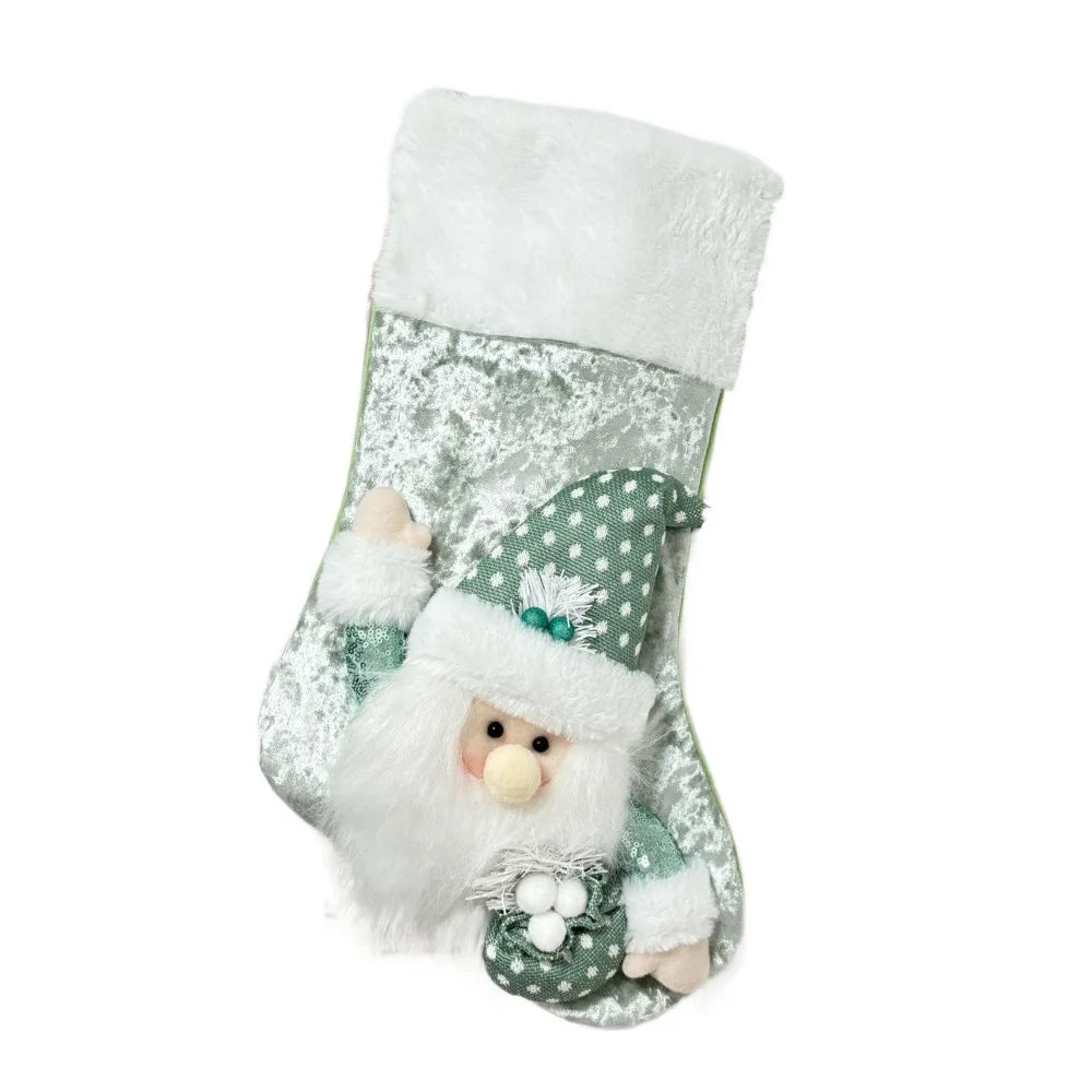 Christmas Stocking Collection - Large Colourful Christmas Stocking – 47×25cm Holiday Hanging Gift Sock (Pink, Green, Blue, Gold)