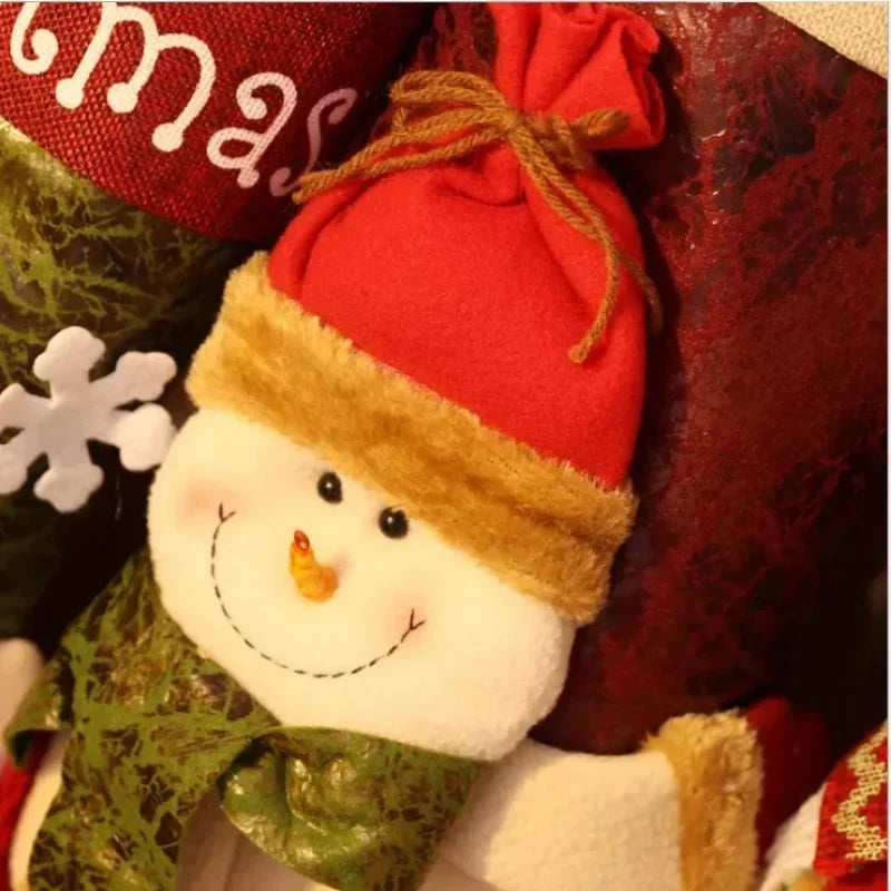 Christmas Stocking Collection -  Snowman Santa Elk Kid Candy Gift Bag Sock Fireplace Decor