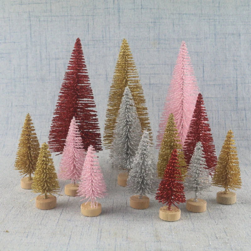 Christmas Tree Collection - 8PCS Christmas Mini Trees Mix Size Fake Glitter Trees