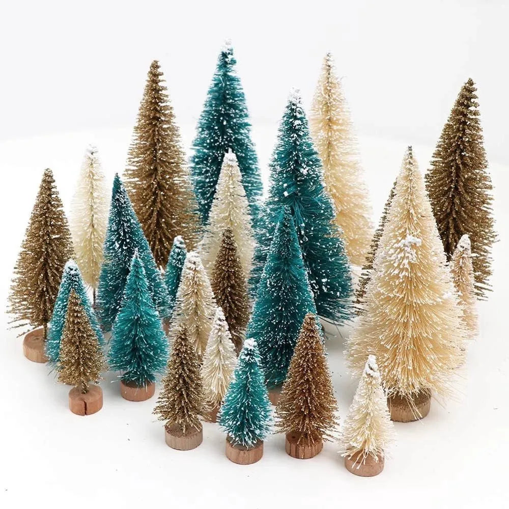 Christmas Tree Collection - 8PCS Christmas Mini Trees Mix Size Fake Glitter Trees
