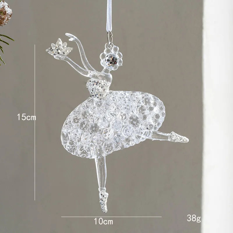 Glass Christmas Hanging Ornaments – Snowflake, Deer & Angel Decorative Pendants
