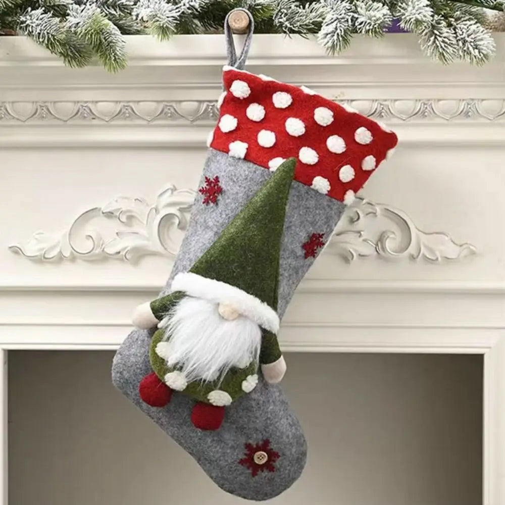 Christmas Stocking Collection - Christmas Faceless Doll Stocking – Large Plush Hanging Gift Stocking (26×47cm)