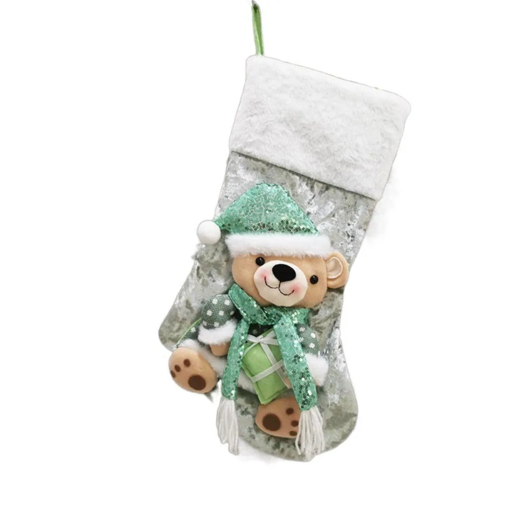Christmas Stocking Collection - Large Colourful Christmas Stocking – 47×25cm Holiday Hanging Gift Sock (Pink, Green, Blue, Gold)