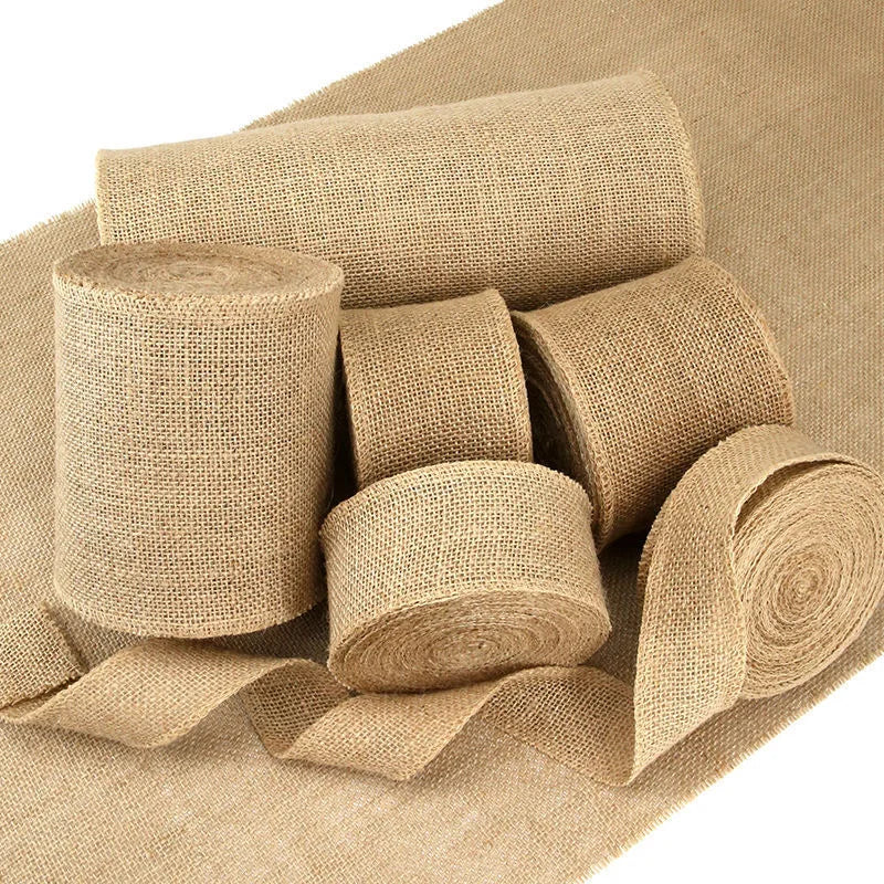 Ribbon Collection - Natural Vintage Jute Ribbon Roll with Decorative Bow – Elegant Rustic Ribbon for Crafts, Gift Wrapping & Home Décor