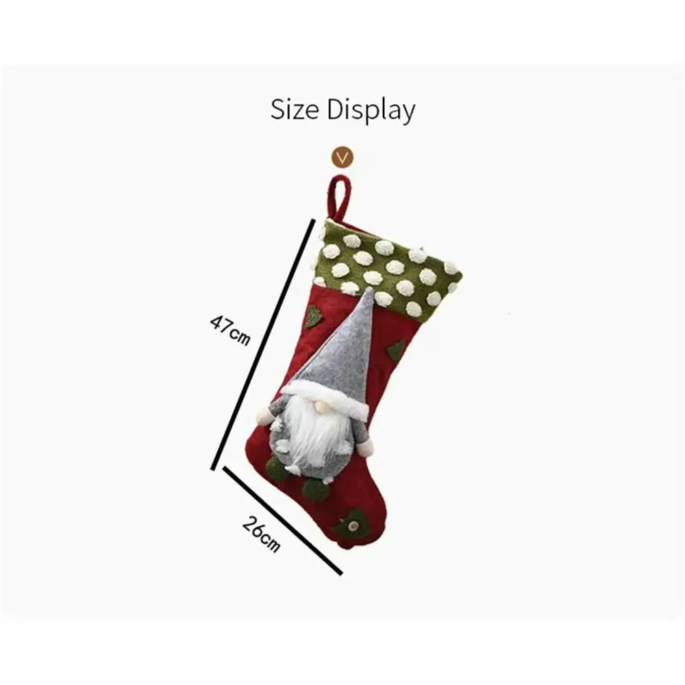 Christmas Stocking Collection - Christmas Faceless Doll Stocking – Large Plush Hanging Gift Stocking (26×47cm)