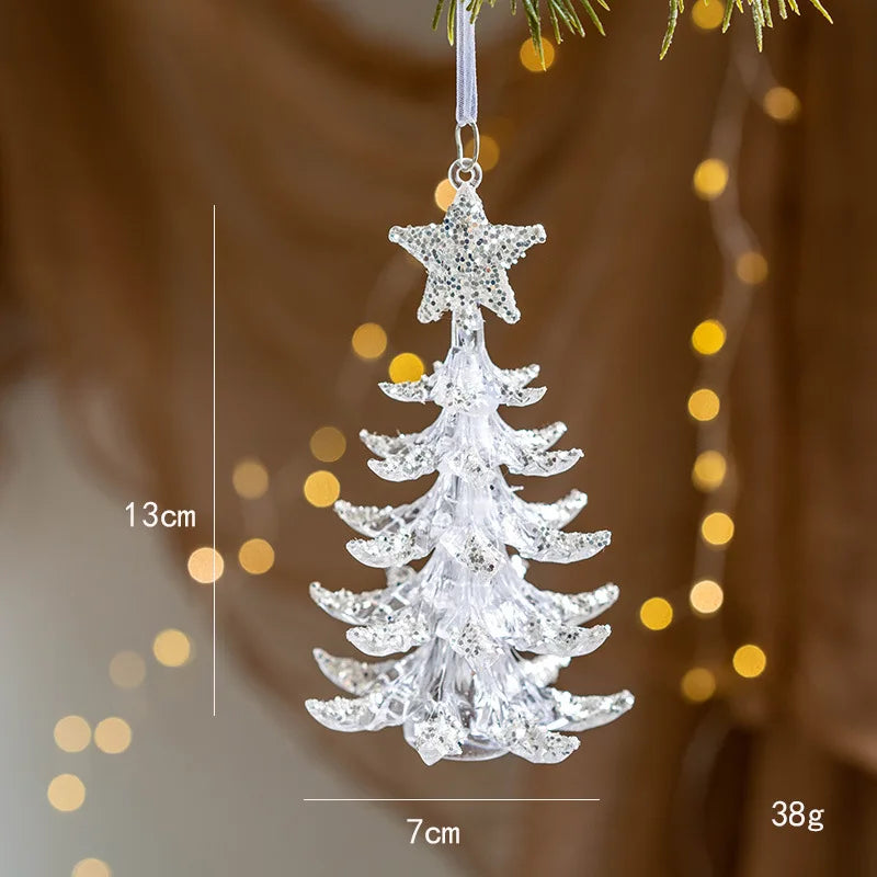 Glass Christmas Hanging Ornaments – Snowflake, Deer & Angel Decorative Pendants