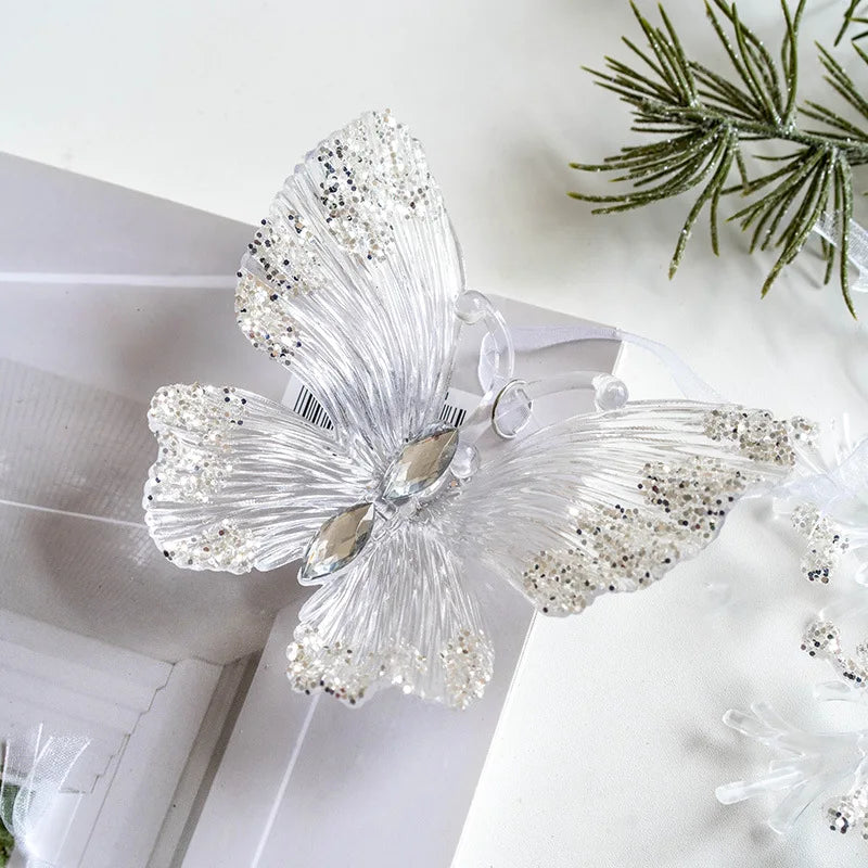 Glass Christmas Hanging Ornaments – Snowflake, Deer & Angel Decorative Pendants