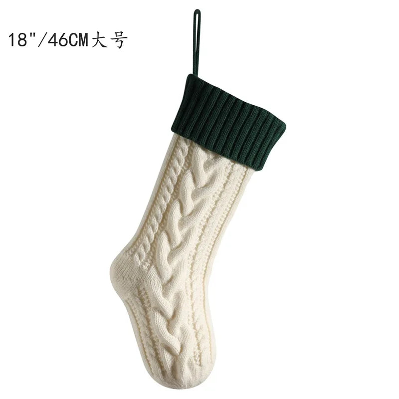 Christmas Stocking Collection - 18 inch Large Christmas Stocking, Knitted Stocking