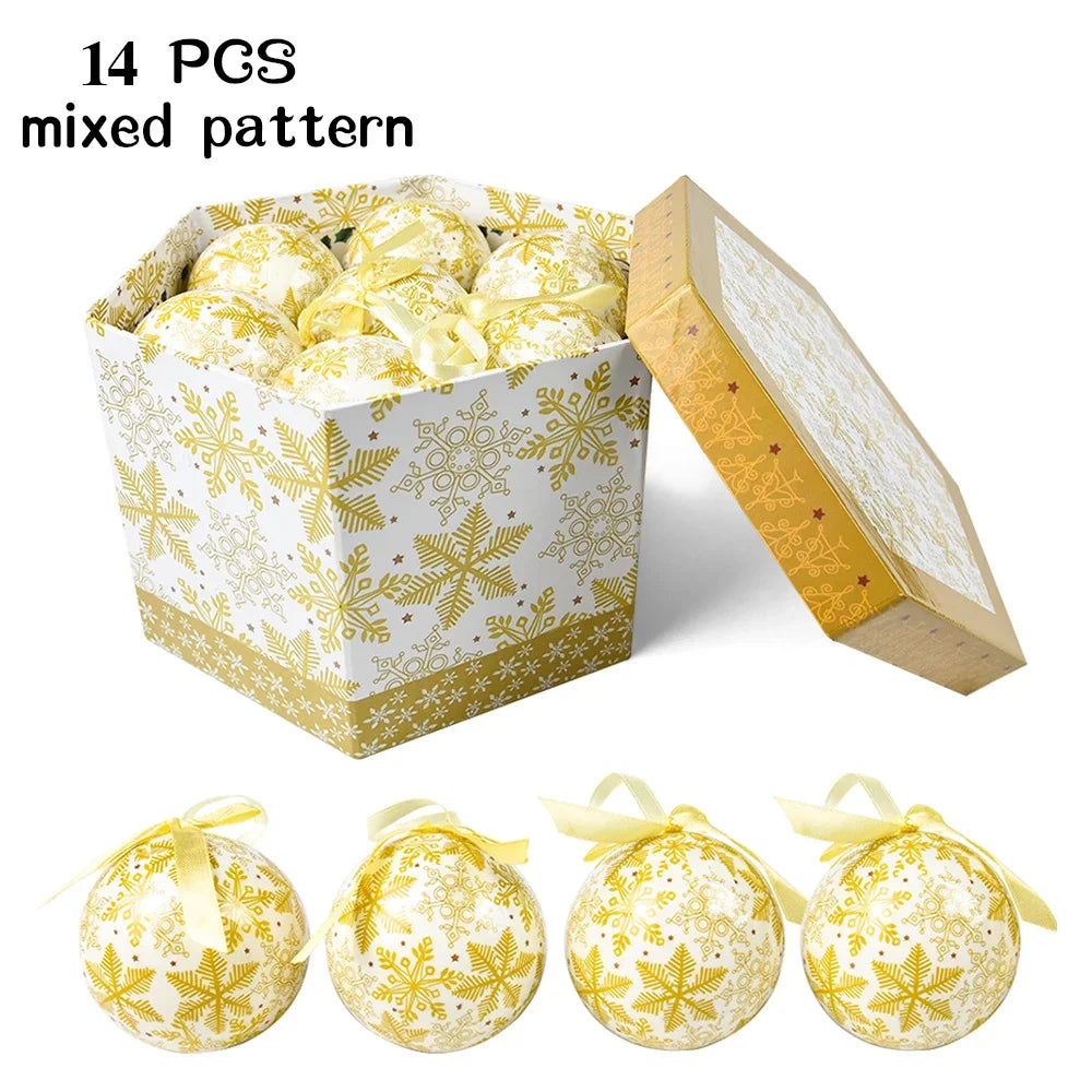 14pcs Christmas Mirror Ball Ornaments – Bright Hanging Decoration Ball Set