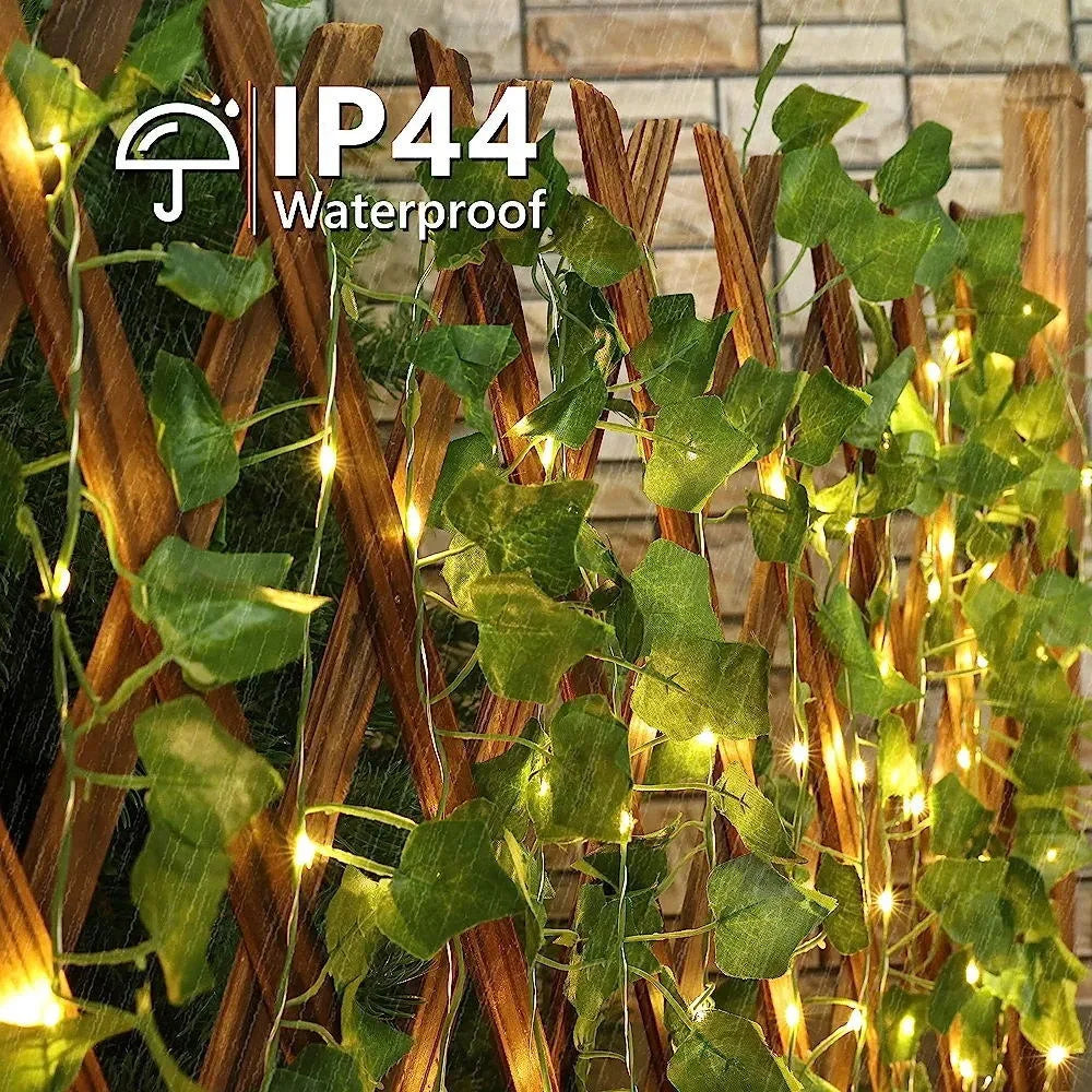 Garland Collection - USB Battery Powered Green Leaf String Lights